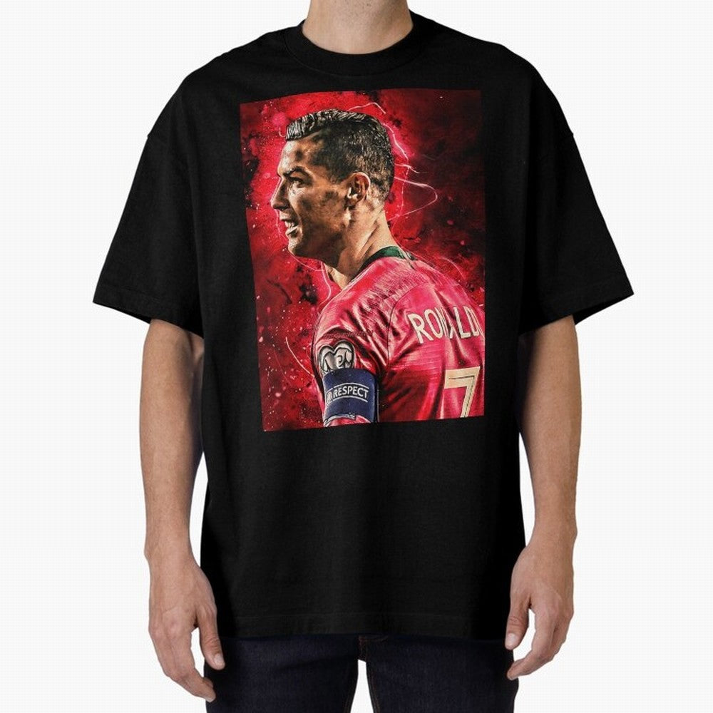 R-o-n-a-l-d-o Design Wallpaper Oversized T-Shirt Bring Home FIFA World Cup 2026 USA Canada Mexico Capturing Mbappe, England, France and Netherlands Energy, Global Supporter Spirit, Legendary Goals, National Colors and Tournament Celebration; Made
