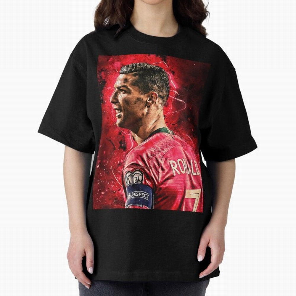 R-o-n-a-l-d-o Design Wallpaper Oversized T-Shirt Bring Home FIFA World Cup 2026 USA Canada Mexico Capturing Mbappe, England, France and Netherlands Energy, Global Supporter Spirit, Legendary Goals, National Colors and Tournament Celebration; Made