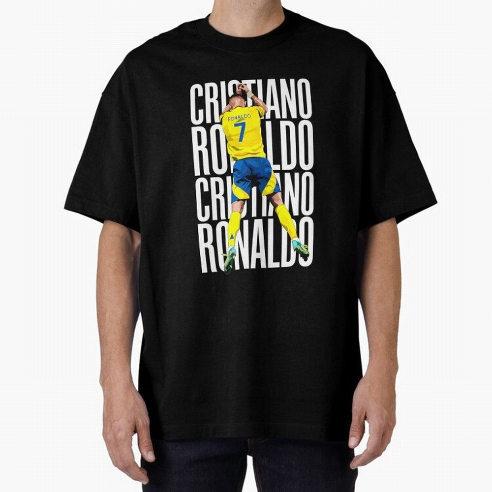 Cristiano Ronaldo Siuuuu Celebration Oversized T-Shirt Spotlight FIFA World Cup 2026 USA Canada Mexico Centered on Cristiano Ronaldo, Brazil Energy, Worldwide Fan Energy, Dramatic Goals, Stadium Lights and Championship Celebrations; Great for