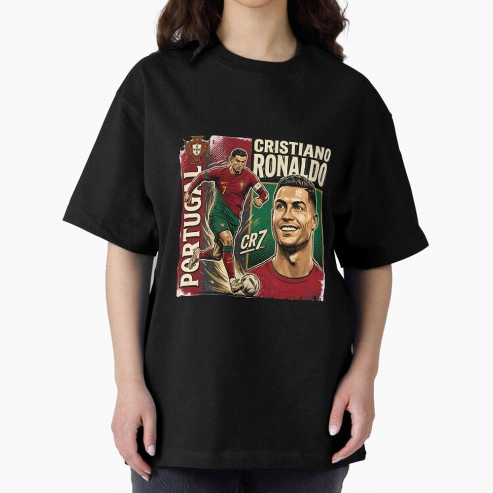Ronaldo Portugal Vintage Oversized T-Shirt Represent the FIFA World Cup 2026 USA Canada Mexico Journey through Messi Highlights, Netherlands Pride, Retro Football Energy, Iconic Rivalries, Trophy Chase Drama and Stadium Atmosphere; Created for