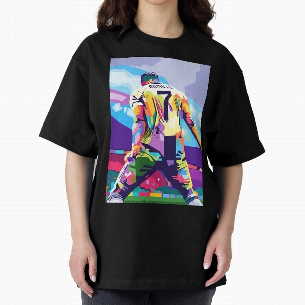 Cristiano Ronaldo Celebration Wpap Pop Art Oversized T-Shirt Honor FIFA World Cup 2026 Spirit, with England, CR7, Stadium Memories, Football Loyalty, International Chants and Championship Tradition; Ideal for Fans Who Follow Messi, Cristiano
