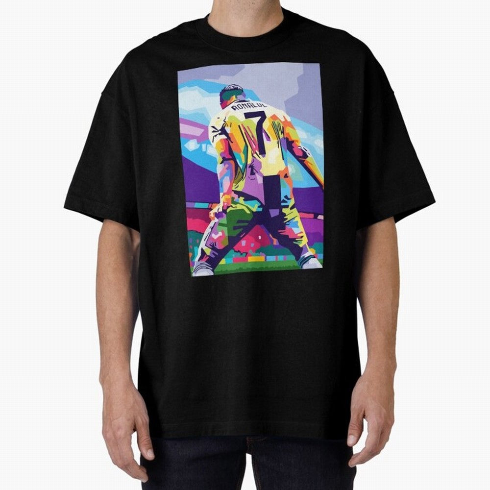 Cristiano Ronaldo Celebration Wpap Pop Art Oversized T-Shirt Honor FIFA World Cup 2026 Spirit, with England, CR7, Stadium Memories, Football Loyalty, International Chants and Championship Tradition; Ideal for Fans Who Follow Messi, Cristiano