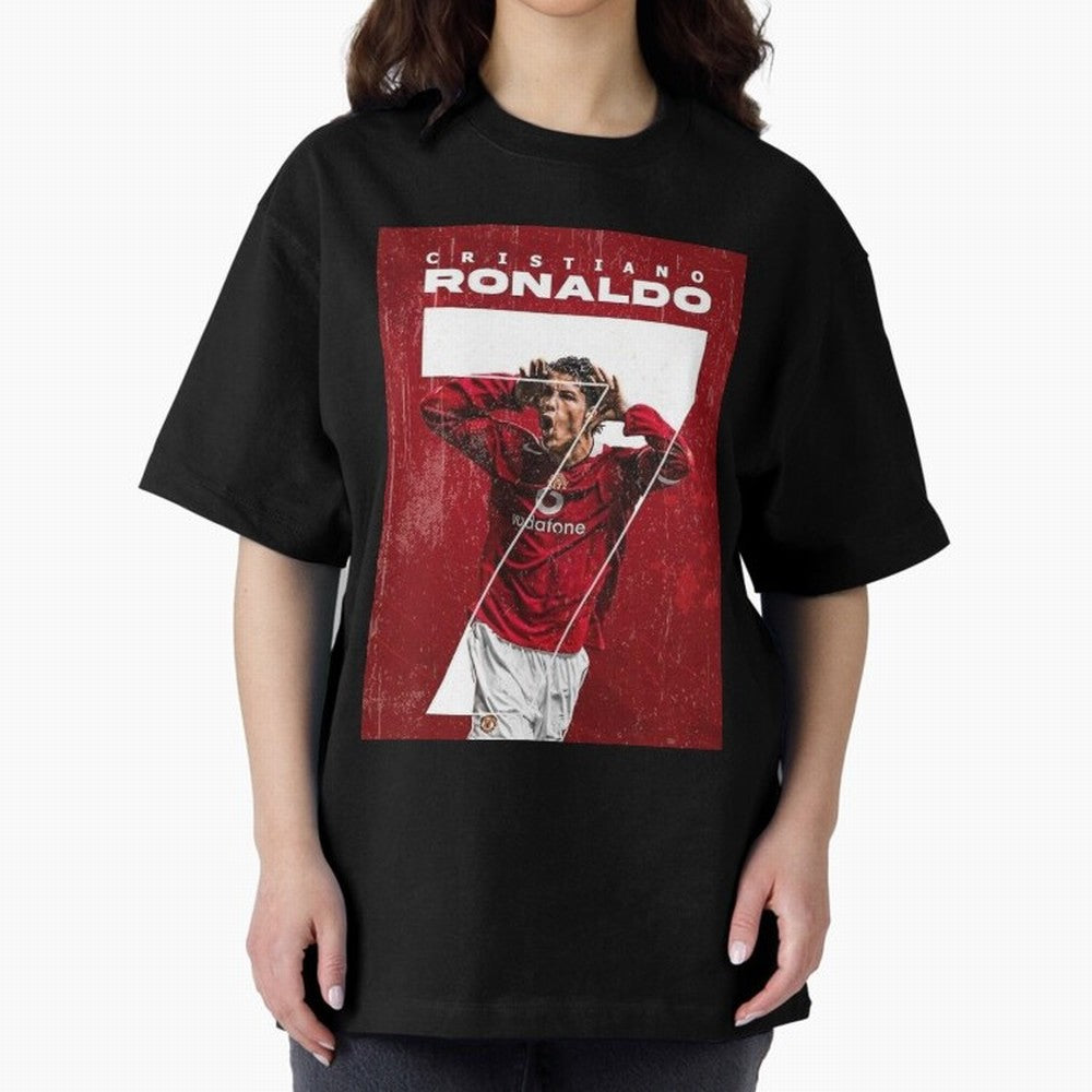 Cristiano Ronaldo Oversized T-Shirt Feel the Trophy Chase of Match Day Hype around FIFA World Cup 2026 Group Stage, Messi, Neymar and Mbappe, Spain, Championship Spirit, Famous Goals, Roaring Crowds and International Football Unity; Ideal for Fans