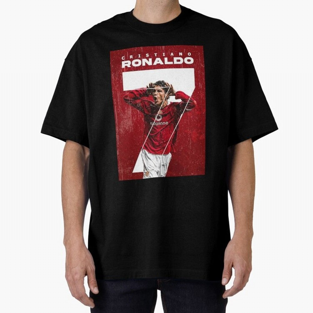 Cristiano Ronaldo Oversized T-Shirt Feel the Trophy Chase of Match Day Hype around FIFA World Cup 2026 Group Stage, Messi, Neymar and Mbappe, Spain, Championship Spirit, Famous Goals, Roaring Crowds and International Football Unity; Ideal for Fans
