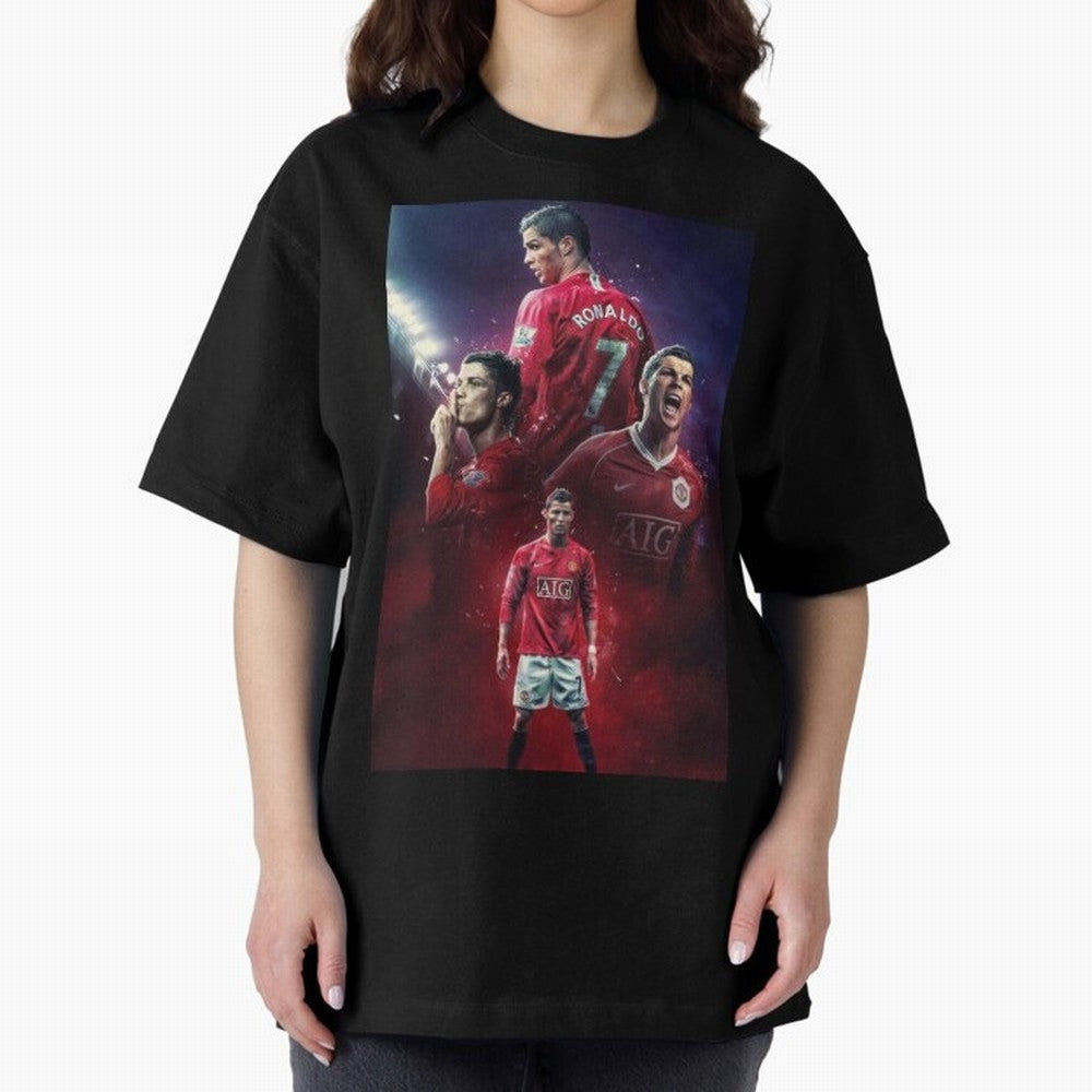 CR7 Art Wallpaper Ronaldo Posters Oversized T-Shirt Represent FIFA World Cup 2026 for Fans of Cristiano Ronaldo and Germany, Bringing Soccer Culture, Superstar Moments, National Team Dreams and Competitive Fire; Great for Watch Parties, Sports