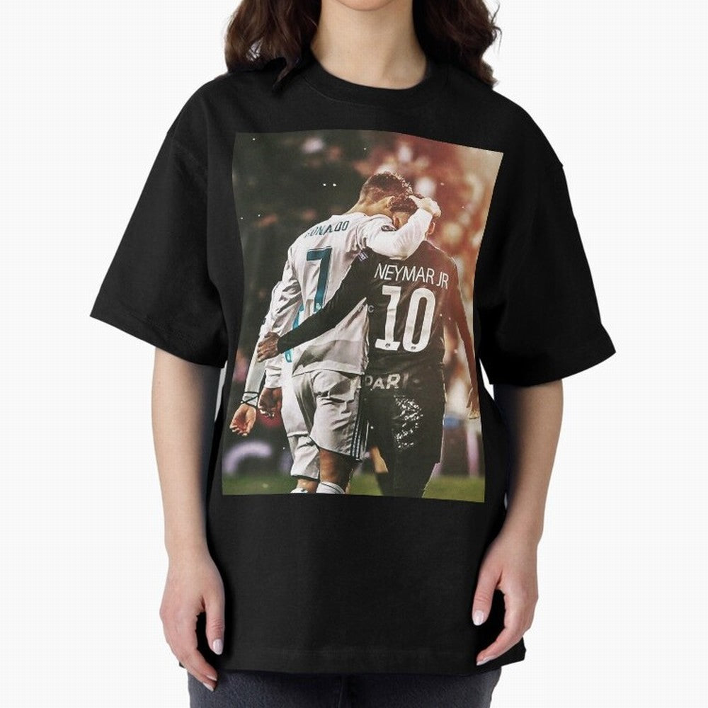 CR7 N Neymar Oversized T-Shirt Cheer for FIFA World Cup 2026 USA Canada Mexico for Fans of Mbappe and Neymar and Spain, Bringing Sports Nostalgia, International Competition, Famous Players and Unforgettable Victories; Perfect for Supporters Who