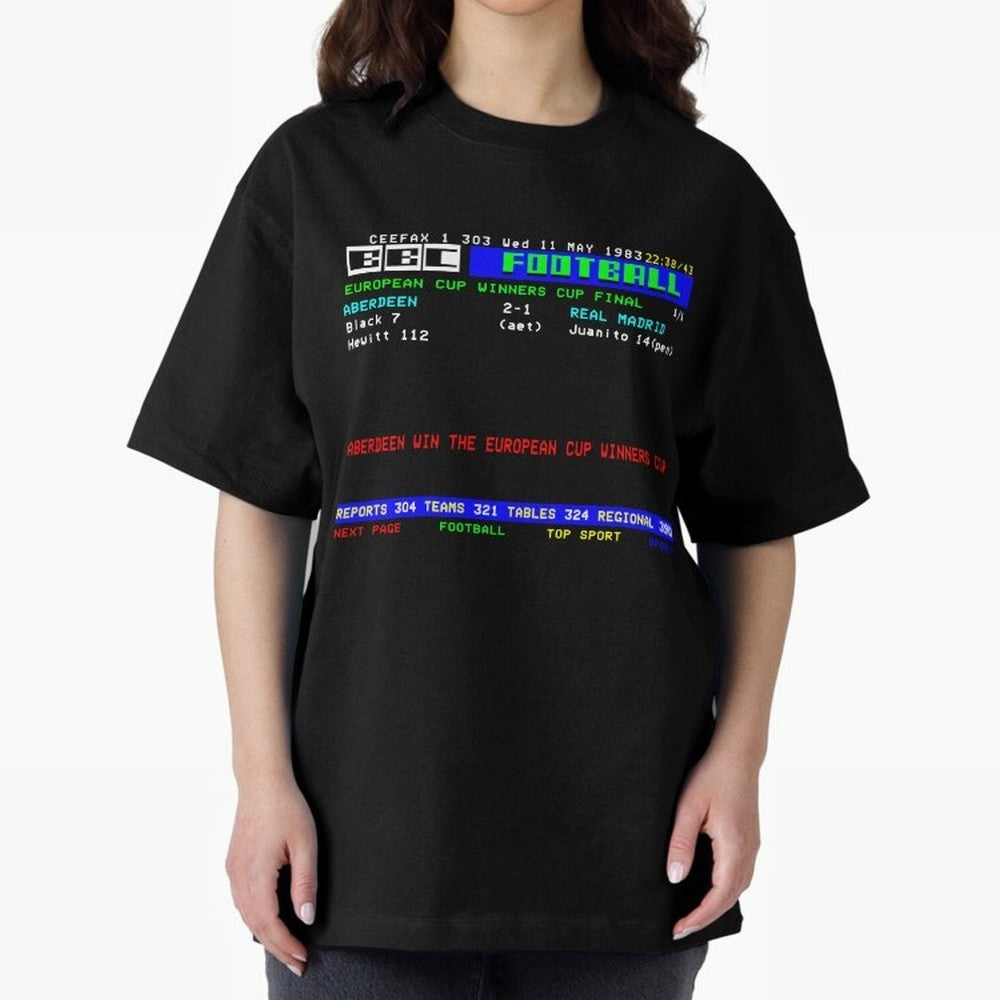 Aberdeen Cup Winners Cup Final 1983 CEEFAX Oversized T-Shirt Honor Champions and Dreams in FIFA World Cup 2026 USA Canada Mexico Made for Mbappe and Neymar, Spain Energy, Fan Favorite Moments, National Team Passion, Big Match Drama and Soccer