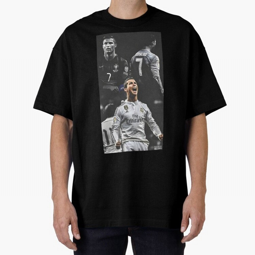 Cristiano Ronaldo CR7 Football Art Poster Oversized T-Shirt Cheer for FIFA World Cup 2026 USA Canada Mexico Spirit, Celebrating England and Germany, Mbappe, Soccer Culture, Superstar Moments, National Team Dreams and Competitive Fire; Great for