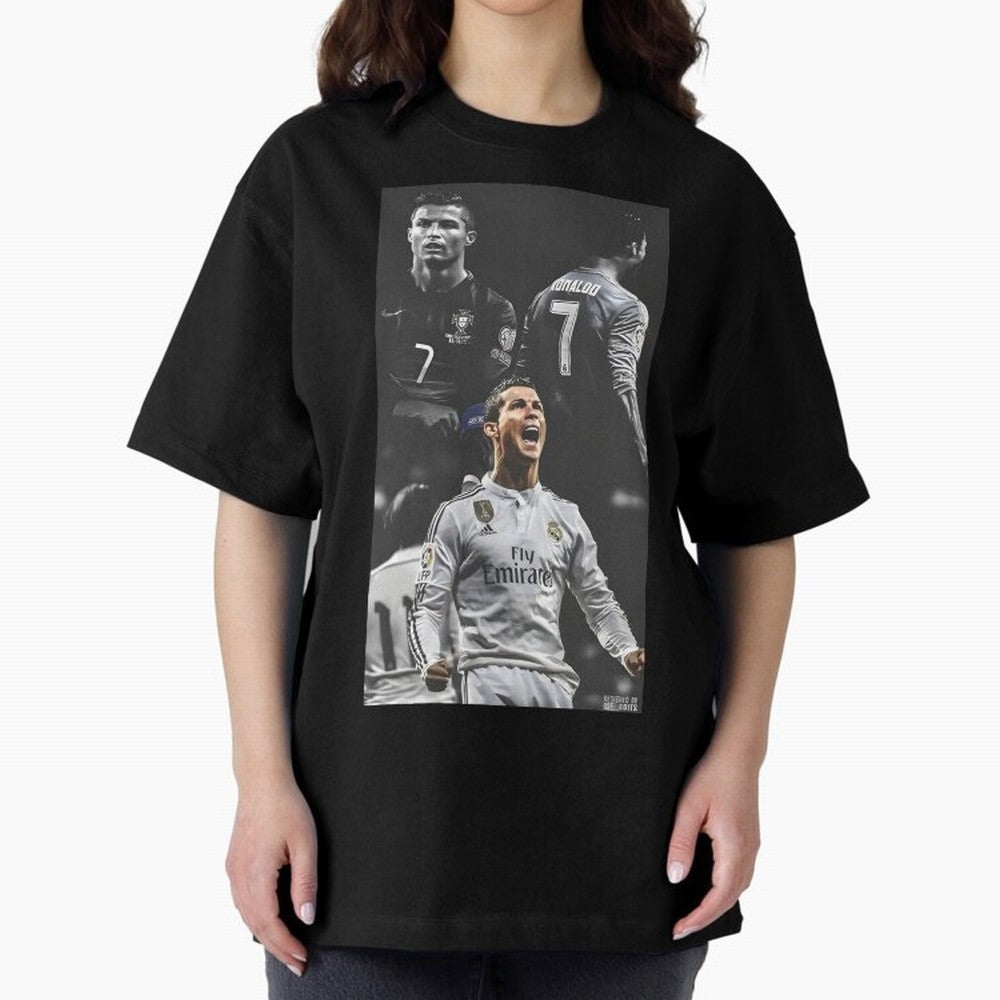 Cristiano Ronaldo CR7 Football Art Poster Oversized T-Shirt Cheer for FIFA World Cup 2026 USA Canada Mexico Spirit, Celebrating England and Germany, Mbappe, Soccer Culture, Superstar Moments, National Team Dreams and Competitive Fire; Great for