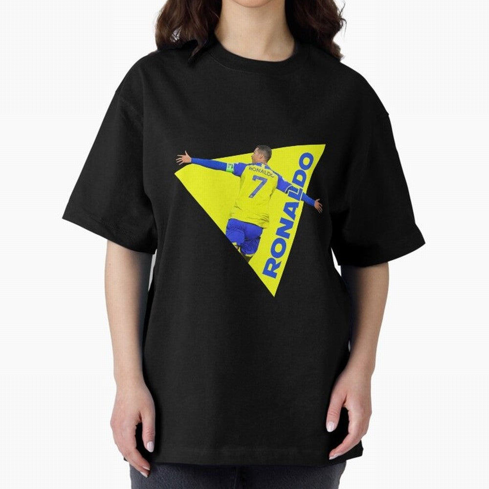 Cristiano Ronaldo Oversized T-Shirt Show Fan Pride Across FIFA World Cup 2026 for Fans of Haaland and Mbappe and England and Germany, Bringing Worldwide Fan Energy, Dramatic Goals, Stadium Lights and Championship Celebrations; Perfect for People