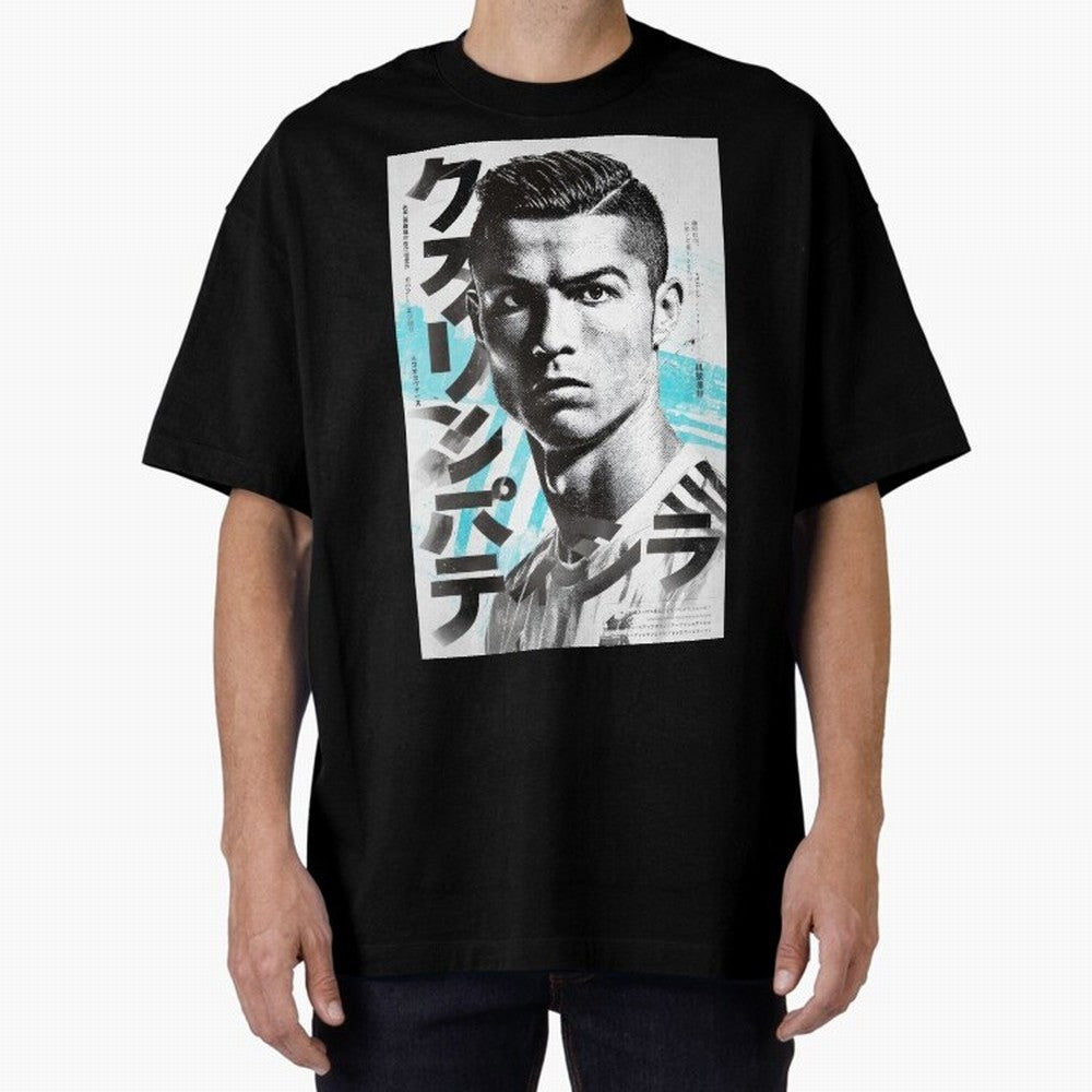 Cristiano Japanese Poster Oversized T-Shirt Relive Legendary Nights from the FIFA World Cup 2026 Group Stage Journey through Messi, Neymar and Mbappe Highlights, Argentina Pride, Classic Soccer Heritage, Championship Pressure, Fan Loyalty and