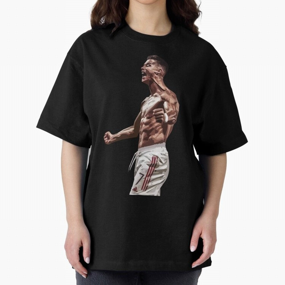 Cristiano Ronaldo - Celebration - CR7 - Manchester United Oversized T-Shirt Carry the Colors and Pride of Global Football Passion for FIFA World Cup 2026 Group Stage, with Messi, Neymar and Mbappe, England and Germany, Classic Soccer Heritage,