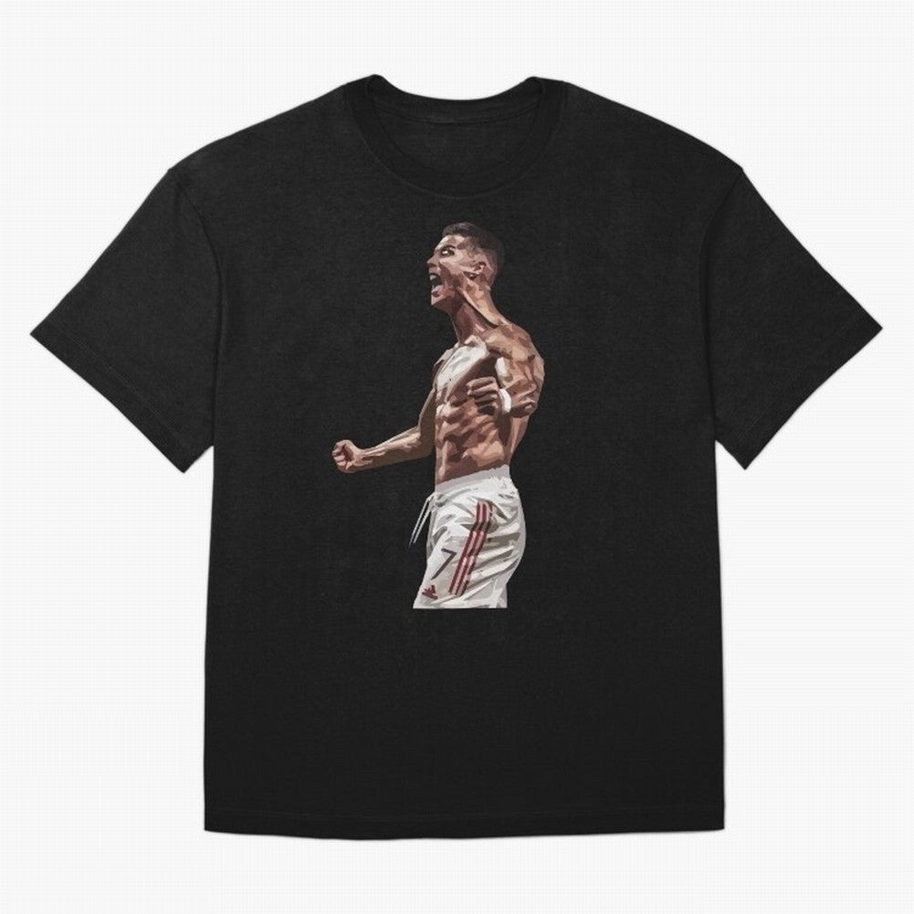 Cristiano Ronaldo - Celebration - CR7 - Manchester United Oversized T-Shirt Carry the Colors and Pride of Global Football Passion for FIFA World Cup 2026 Group Stage, with Messi, Neymar and Mbappe, England and Germany, Classic Soccer Heritage,