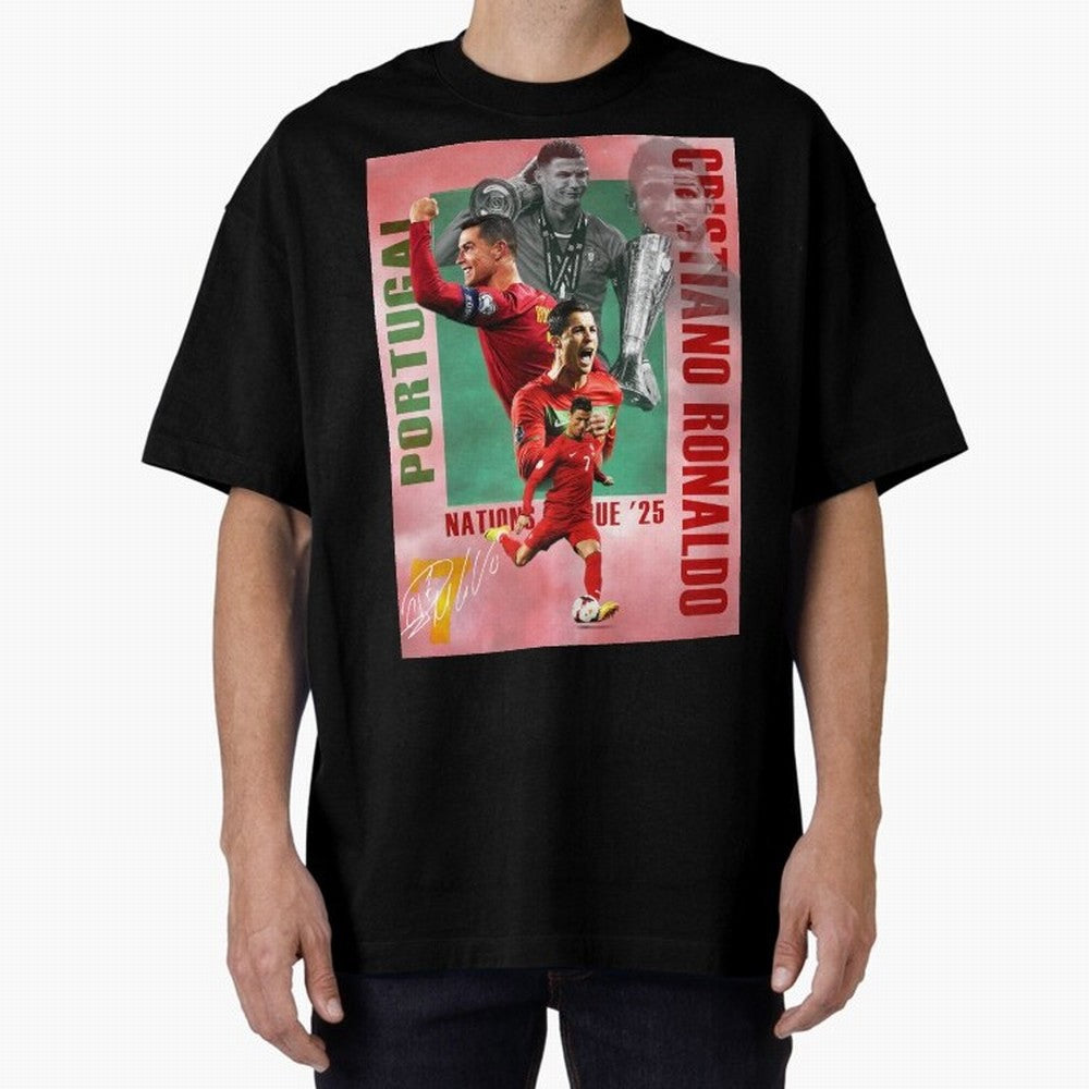Cristiano Ronaldo Portugal Football Legend Oversized T-Shirt Feel the Heartbeat of FIFA World Cup 2026 Highlighting Haaland, Spain and Netherlands Energy, Global Supporter Spirit, Legendary Goals, National Colors and Tournament Celebration; Made