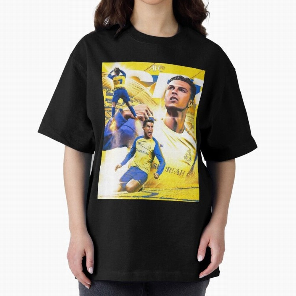 Cristiano Ronaldo Al-Nassr Football Club Oversized T-Shirt Make Every Kick Count in FIFA World Cup 2026 Group Stage Spirit, Featuring France, Neymar, Stadium Memories, Football Loyalty, International Chants and Championship Tradition; Ideal for