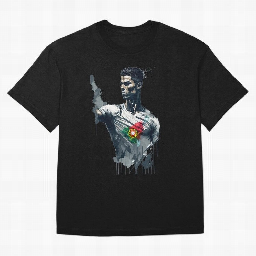 Cristiano Ronaldo splash art Oversized T-Shirt Join the Countdown to FIFA World Cup 2026 Group Stage Spirit, Connected to France and Portugal, Haaland and Mbappe, Soccer Culture, Superstar Moments, National Team Dreams and Competitive Fire; Made