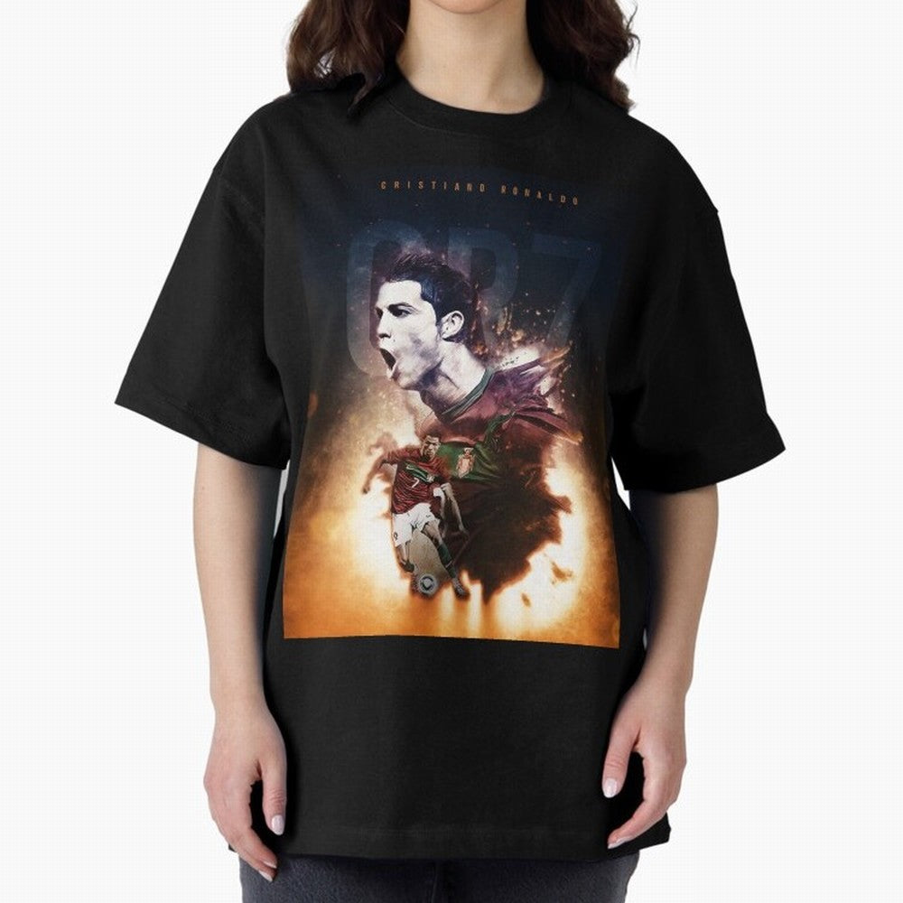 Cristiano Ronaldo 7 Oversized T-Shirt Represent Football Lovers during Global Football Passion for FIFA World Cup 2026, Highlighting Neymar, Haaland and Cristiano Ronaldo, Spain and Netherlands, Vintage Soccer Flavor, Modern Football Stars,