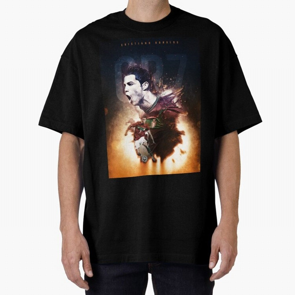 Cristiano Ronaldo 7 Oversized T-Shirt Represent Football Lovers during Global Football Passion for FIFA World Cup 2026, Highlighting Neymar, Haaland and Cristiano Ronaldo, Spain and Netherlands, Vintage Soccer Flavor, Modern Football Stars,