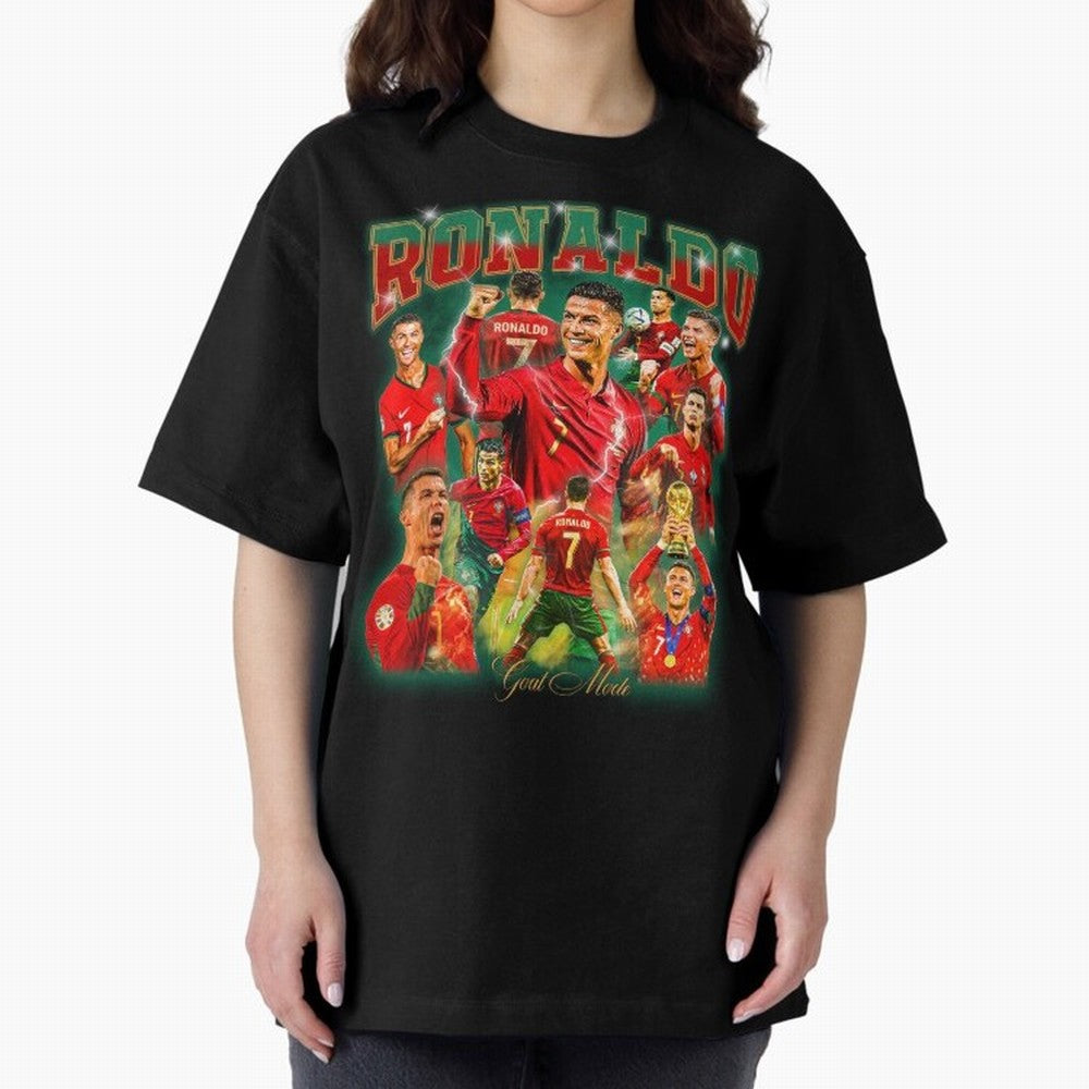 Ronaldo Vintage Bootleg Design Oversized T-Shirt Make Memories around FIFA World Cup 2026 USA Canada Mexico for Fans of Messi and Argentina, Bringing Worldwide Fan Energy, Dramatic Goals, Stadium Lights and Championship Celebrations; Built for