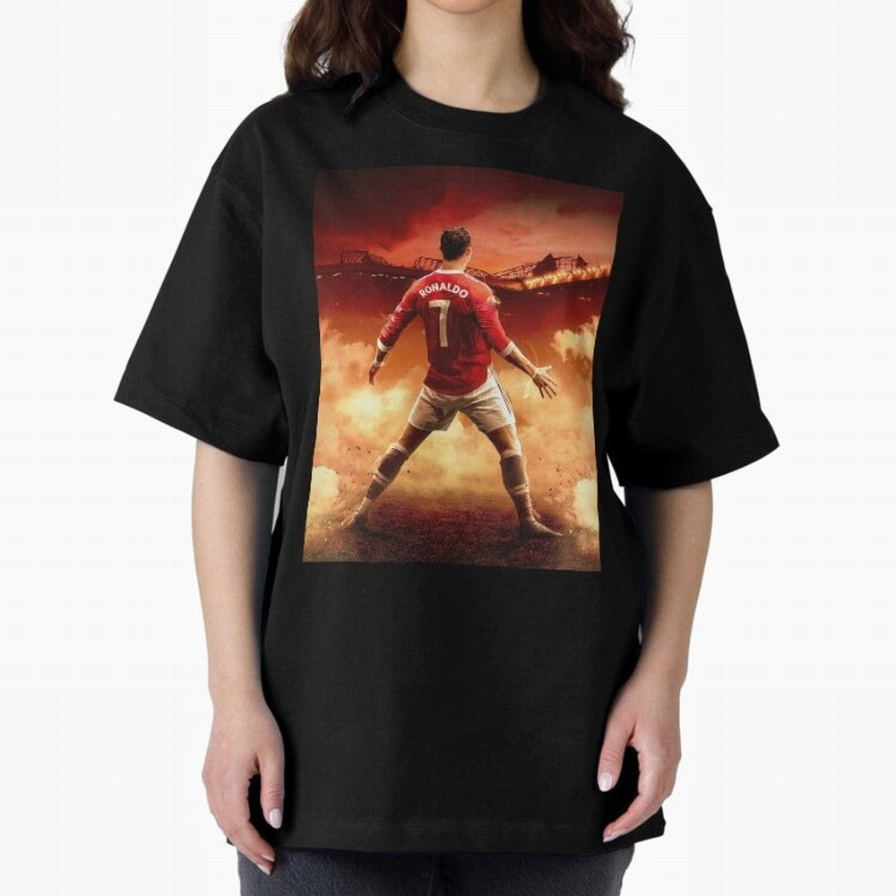 Ronaldo Cr7 Siuuu Manchester,Ronaldo Gifts,Ronaldo Cover,Ronaldo Prints Oversized T-Shirt Celebrate Match Day Hype around FIFA World Cup 2026 USA Canada Mexico, Haaland and Mbappe, France, Stadium Chants, National Pride, Trophy Dreams and