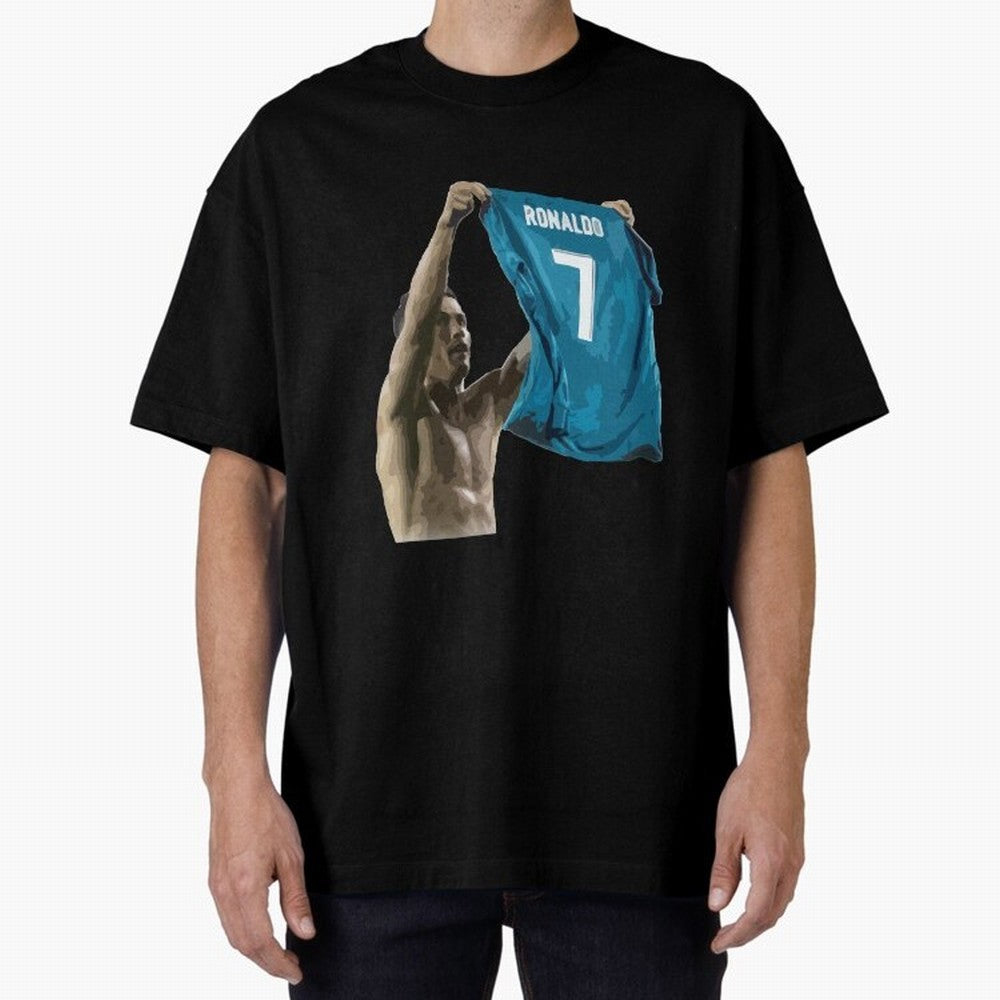 Cristiano Ronaldo celebration goal against Barcelona Oversized T-Shirt Represent the Passion of FIFA World Cup 2026 USA Canada Mexico Spirit, Driven by France, Messi, Football History, Final Match Energy, Crowd Noise and Once in a Lifetime Moments;