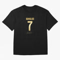 CR7 Cristiano Ronaldo Black And Gold Luxury Drawstring Bag Oversized T-Shirt Unlock FIFA World Cup 2026 Filled with Messi, CR7 and Mbappe, Argentina and Brazil Energy, Soccer Culture, Superstar Moments, National Team Dreams and Competitive Fire;