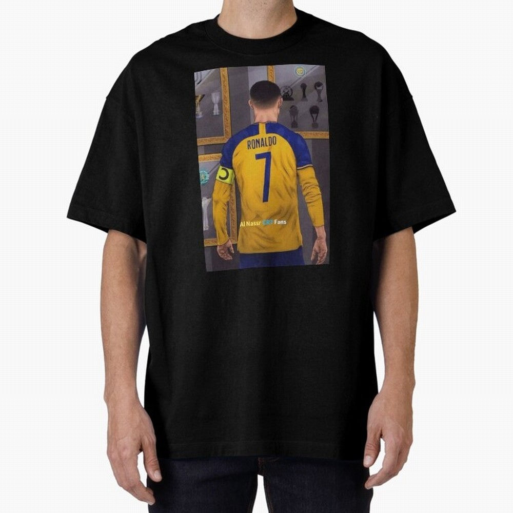 Al Nassr -Cristiano Ronaldo CR7 2023 Oversized T-Shirt Stand with Match Day Hype around FIFA World Cup 2026 Group Stage, Neymar, Haaland and Cristiano Ronaldo, France and Portugal, Match Day Excitement, Supporter Culture, Golden Goals and Global