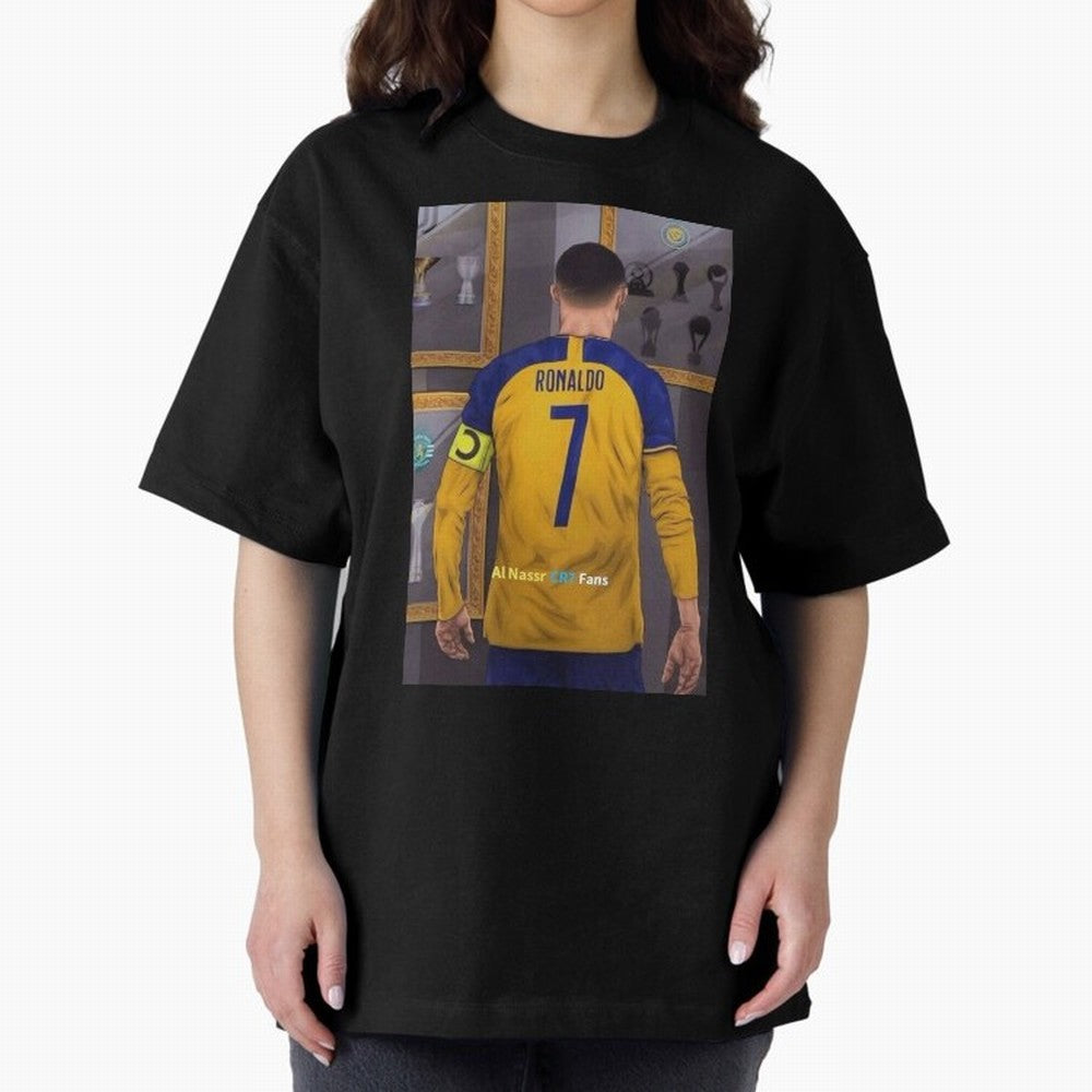 Al Nassr -Cristiano Ronaldo CR7 2023 Oversized T-Shirt Stand with Match Day Hype around FIFA World Cup 2026 Group Stage, Neymar, Haaland and Cristiano Ronaldo, France and Portugal, Match Day Excitement, Supporter Culture, Golden Goals and Global