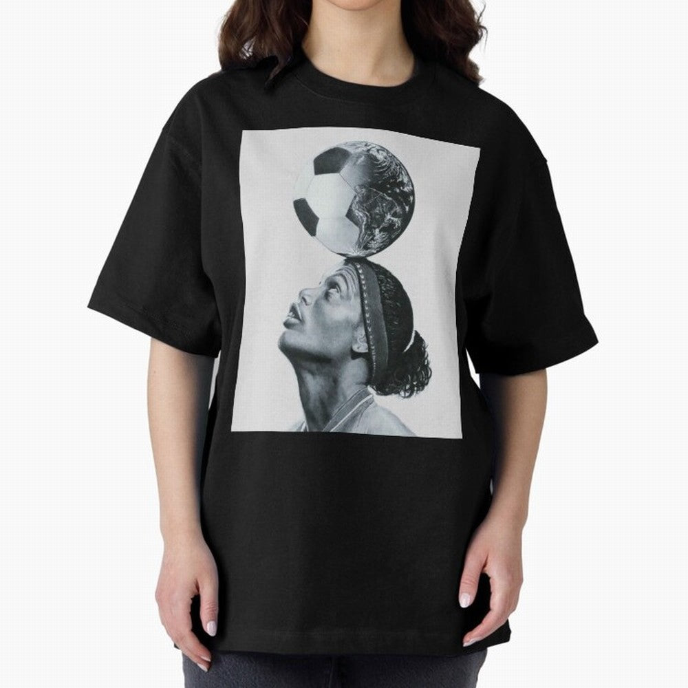 Art Ronaldinho Illustration Oversized T-Shirt Stand Out with Spirit from Match Day Hype around FIFA World Cup 2026 USA Canada Mexico, Cristiano Ronaldo, Brazil, Portugal and Argentina, Champion Mindset, Group Stage Buzz, Knockout Tension and