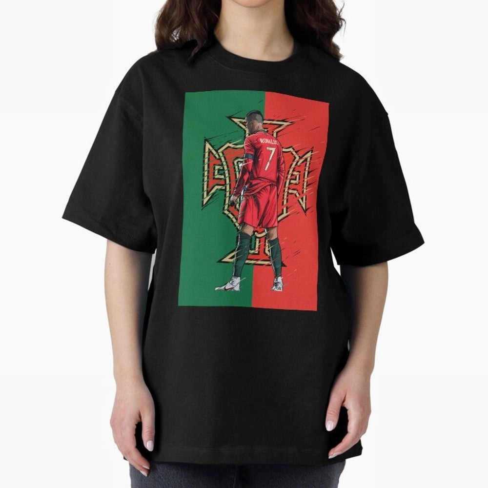CR7 Portugal Oversized T-Shirt Honor the Football Icons of Global Football Passion for FIFA World Cup 2026 Group Stage, with Messi, Brazil, Portugal and Argentina, Vintage Soccer Flavor, Modern Football Stars, National Flags and Final Night