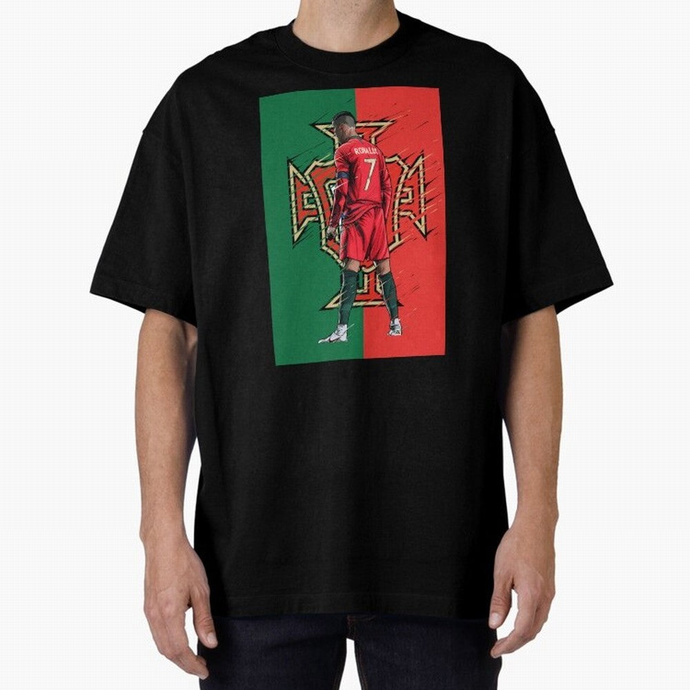 CR7 Portugal Oversized T-Shirt Honor the Football Icons of Global Football Passion for FIFA World Cup 2026 Group Stage, with Messi, Brazil, Portugal and Argentina, Vintage Soccer Flavor, Modern Football Stars, National Flags and Final Night