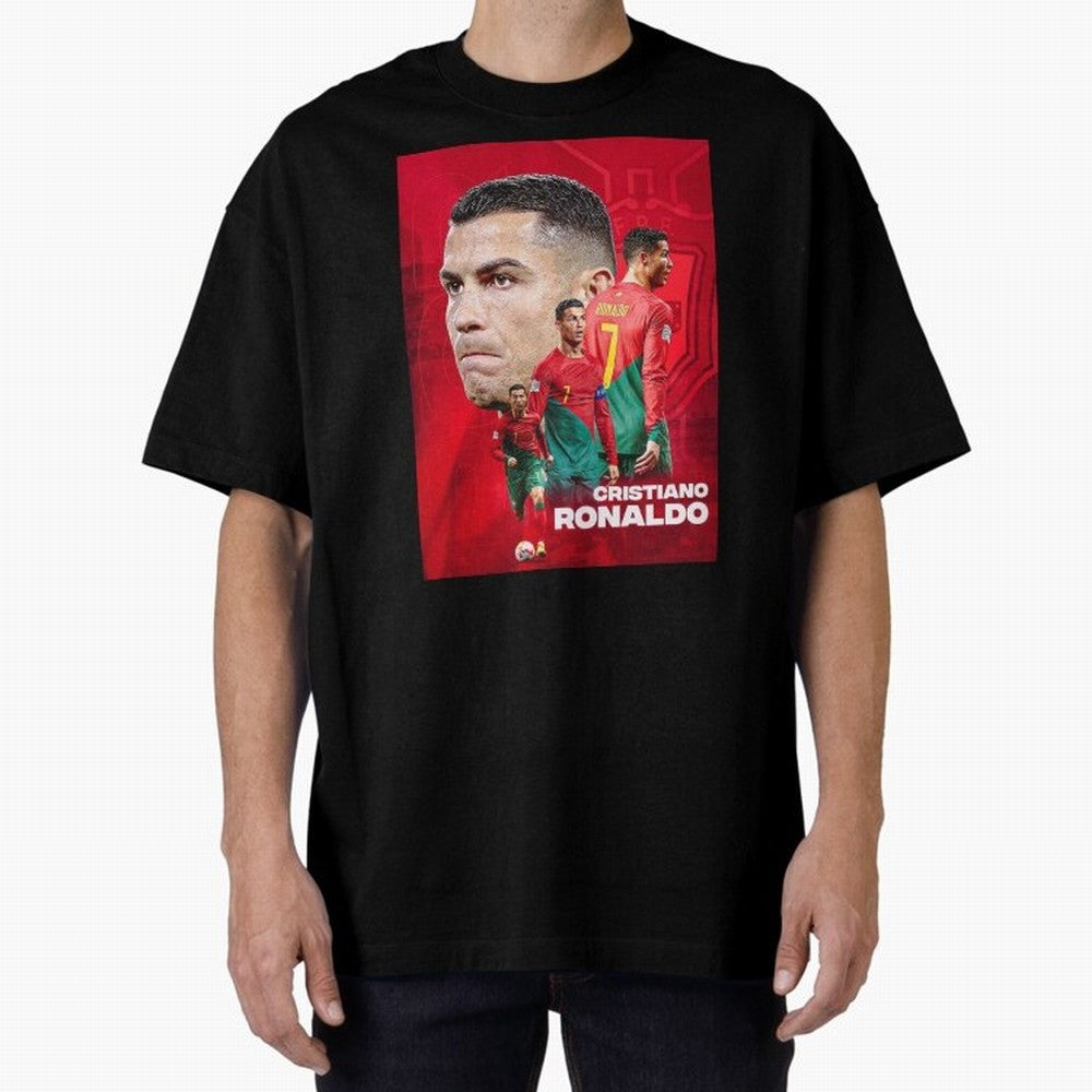 CRISTIANO RONALDO WORLD CUP 2022 Oversized T-Shirt Celebrate the Magic of FIFA World Cup 2026 USA Canada Mexico for Fans of Messi, Neymar and Mbappe and Argentina, France and Brazil, Bringing Vintage Soccer Flavor, Modern Football Stars, National