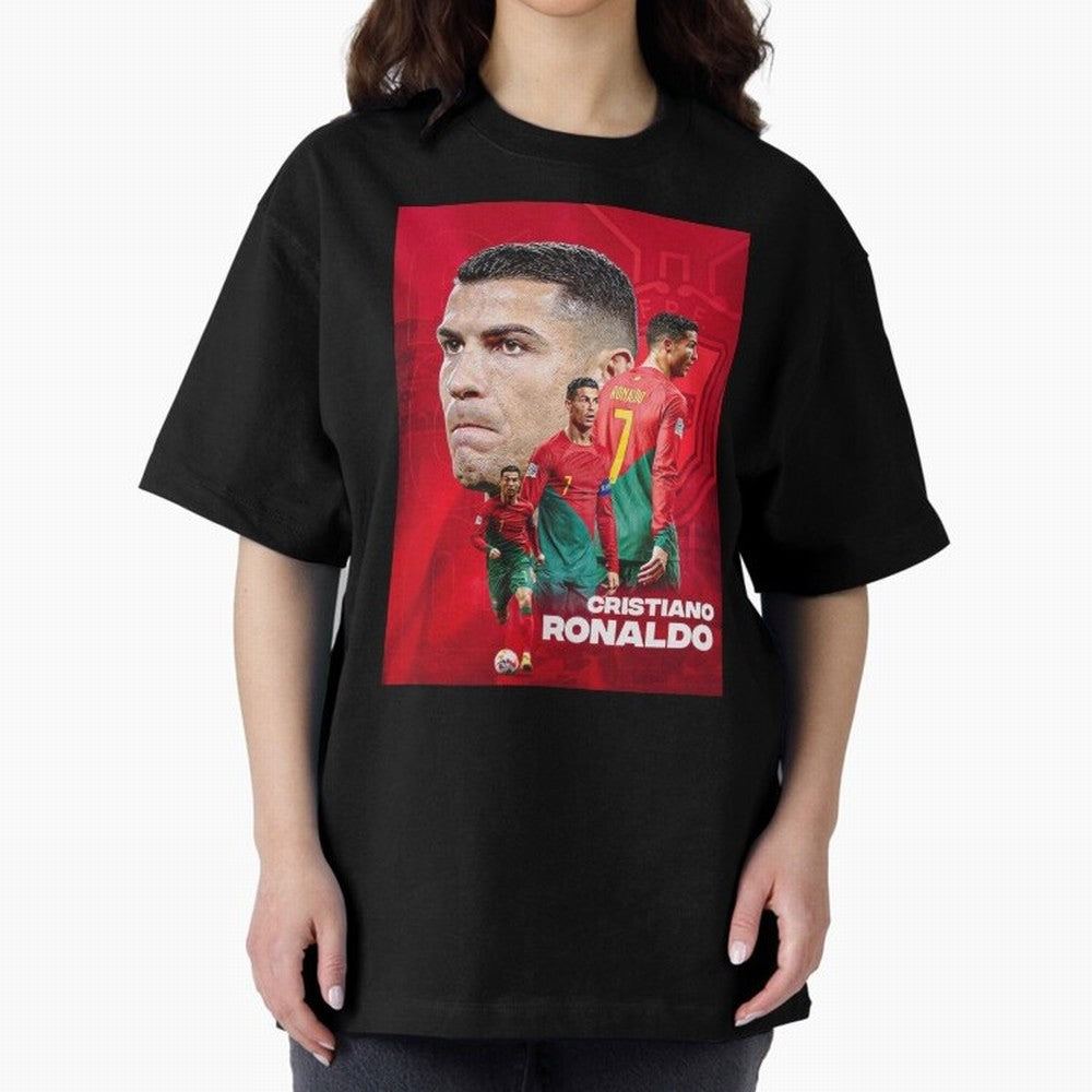 CRISTIANO RONALDO WORLD CUP 2022 Oversized T-Shirt Celebrate the Magic of FIFA World Cup 2026 USA Canada Mexico for Fans of Messi, Neymar and Mbappe and Argentina, France and Brazil, Bringing Vintage Soccer Flavor, Modern Football Stars, National