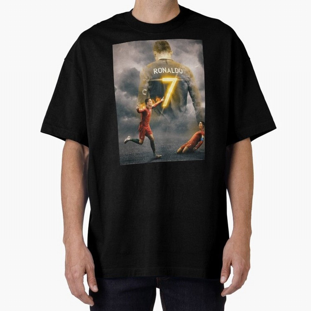 Art CR7 Wallpaper Oversized T-Shirt Honor Football Greatness during FIFA World Cup 2026 Spirit, Built around Argentina, Mbappe and Neymar, Football Festival Excitement, Trophy Ambitions, Country Rivalries and Star Player Buzz; Ideal for Fans Who