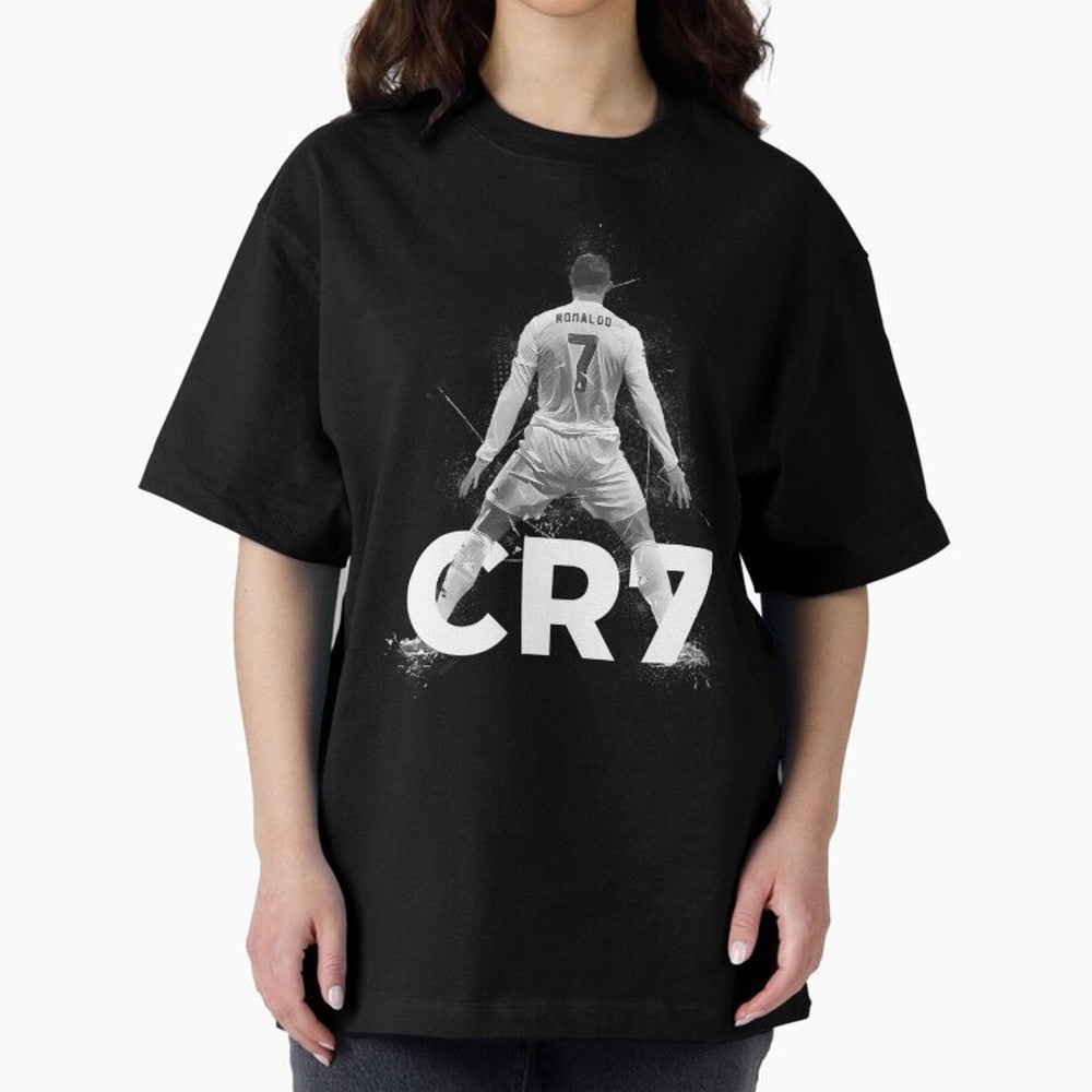 Cristiano Ronaldo CR7 Oversized T-Shirt Show Support during Global Football Passion for FIFA World Cup 2026 Group Stage, Highlighting Messi and Cristiano Ronaldo, Brazil, Retro Football Energy, Iconic Rivalries, Trophy Chase Drama and Stadium
