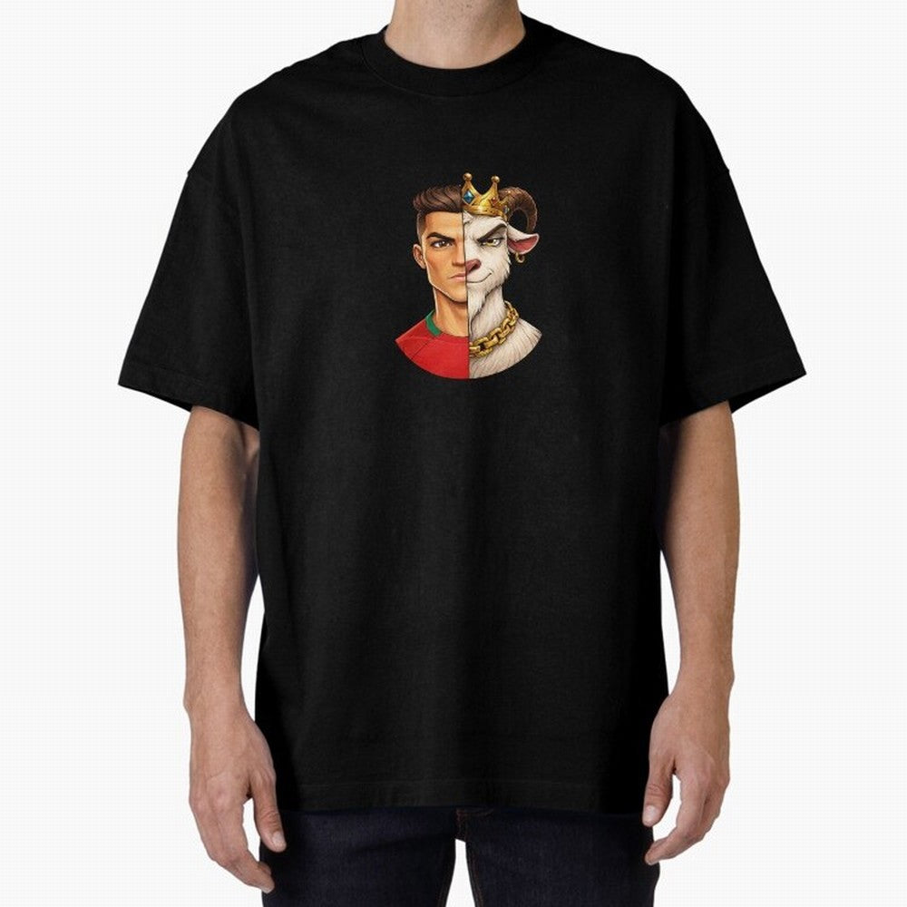 Half Man Half Goat - Cristiano Ronaldo Oversized T-Shirt Support Global Football Passion for FIFA World Cup 2026, Celebrating Cristiano Ronaldo, Argentina, France and Brazil, Football History, Final Match Energy, Crowd Noise and Once in a Lifetime
