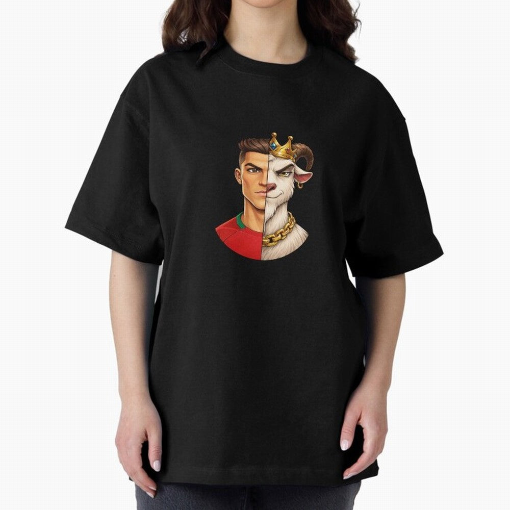Half Man Half Goat - Cristiano Ronaldo Oversized T-Shirt Support Global Football Passion for FIFA World Cup 2026, Celebrating Cristiano Ronaldo, Argentina, France and Brazil, Football History, Final Match Energy, Crowd Noise and Once in a Lifetime