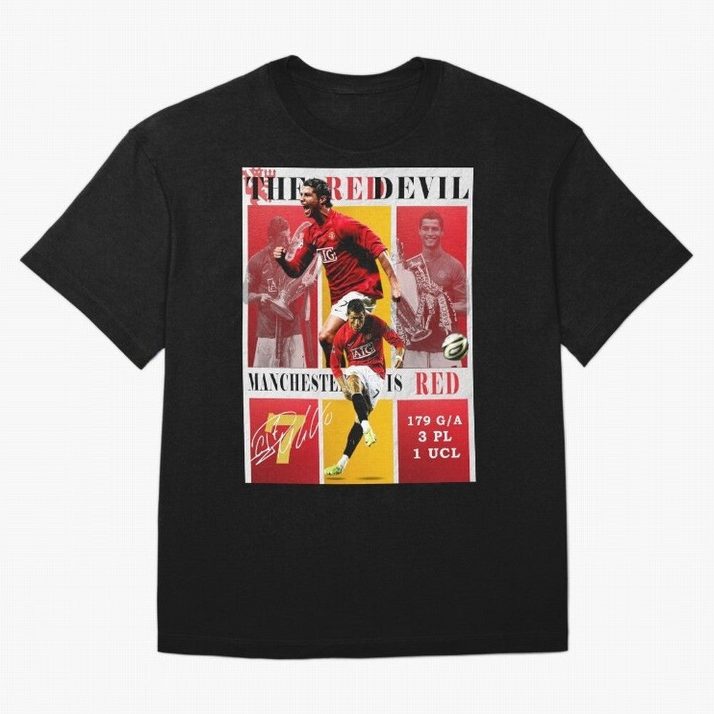 Cristiano Ronaldo 2008 Manchester United Poster Oversized T-Shirt Bring Trophy Dreams to Global Football Passion for FIFA World Cup 2026 USA Canada Mexico, Built around Messi, Portugal, Game Day Rituals, Football Legends, Country Pride and the Road