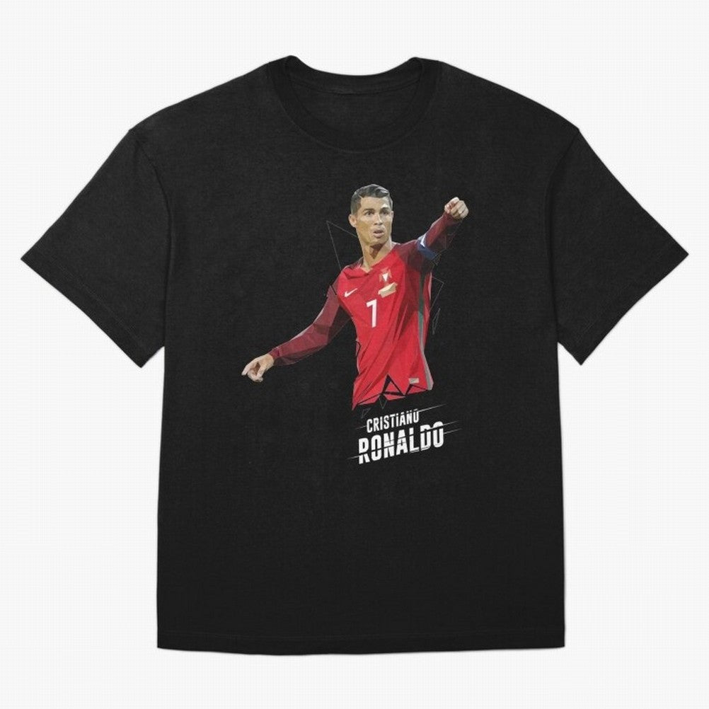 Ronaldo Cristiano Ronaldo Lowpoly Art Oversized T-Shirt Celebrate the Stars of FIFA World Cup 2026 USA Canada Mexico Spirit, with Argentina and Brazil, Messi, CR7 and Mbappe, Sports Nostalgia, International Competition, Famous Players and