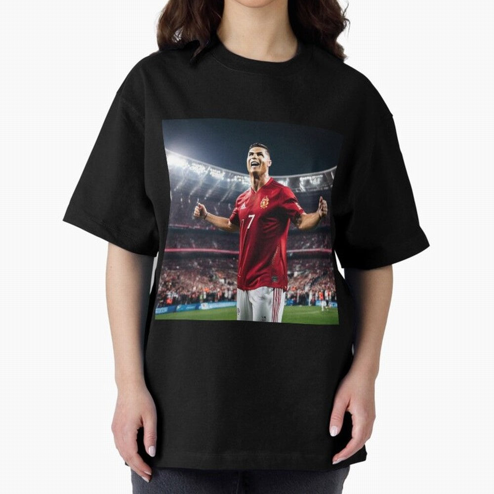 cristiano ronaldo celebrates goal Oversized T-Shirt Experience Match Day Hype around FIFA World Cup 2026 Group Stage, Messi, Neymar and Mbappe, Germany, Sports Nostalgia, International Competition, Famous Players and Unforgettable Victories; Ideal