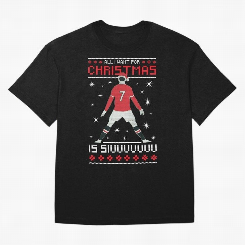 ALL I WANT FOR CHRISTMAS IS SIU Oversized T-Shirt Stand with Global Football Passion for FIFA World Cup 2026, Built around Messi, CR7 and Mbappe, Brazil, Portugal and Argentina, Supporter Pride, Iconic Celebrations, Legendary Names and Global Match