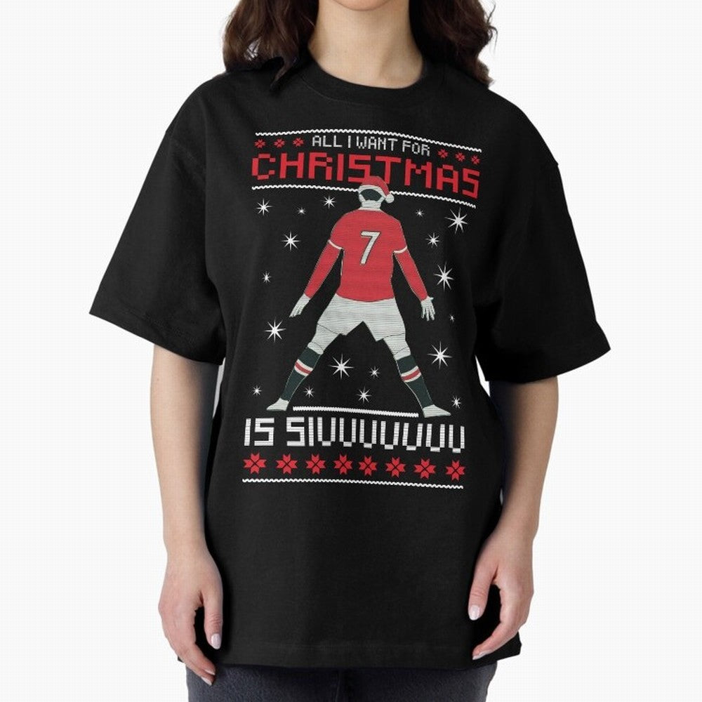 ALL I WANT FOR CHRISTMAS IS SIU Oversized T-Shirt Stand with Global Football Passion for FIFA World Cup 2026, Built around Messi, CR7 and Mbappe, Brazil, Portugal and Argentina, Supporter Pride, Iconic Celebrations, Legendary Names and Global Match
