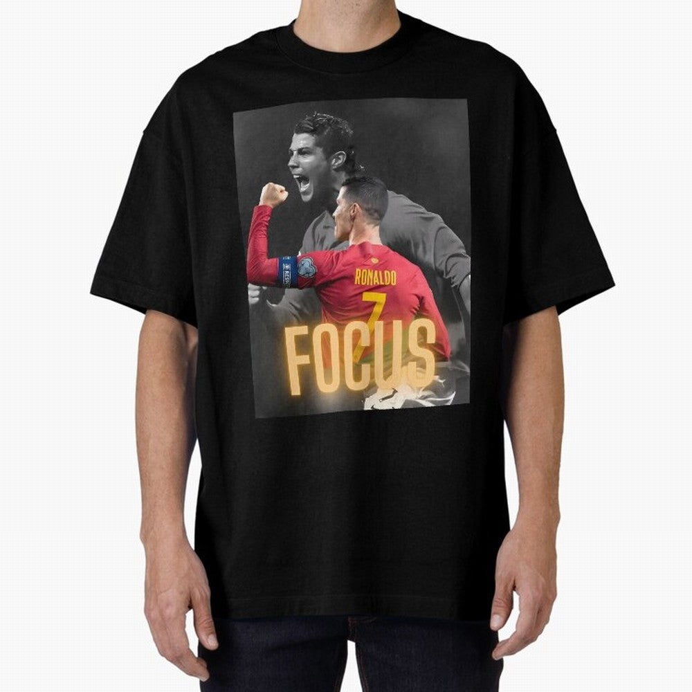 Focus With CR7 Oversized T-Shirt Join Supporters Worldwide for FIFA World Cup 2026 USA Canada Mexico Featuring Mbappe, France and Portugal Energy, Fan Favorite Moments, National Team Passion, Big Match Drama and Soccer History; Perfect for People