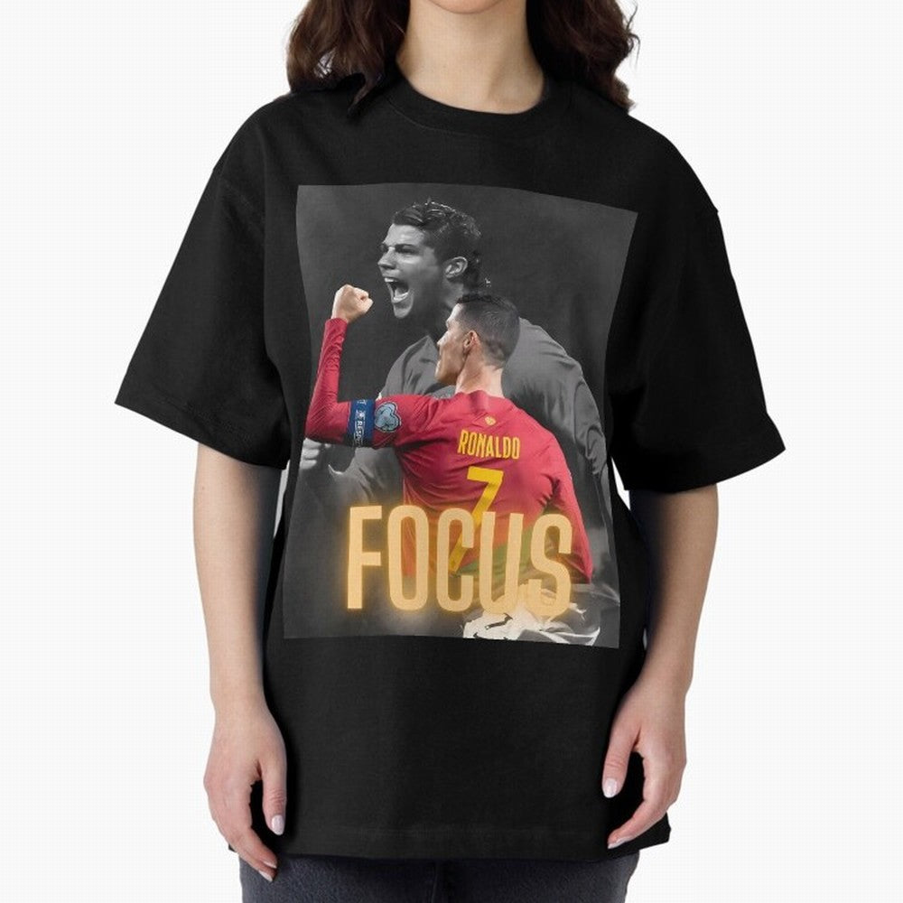 Focus With CR7 Oversized T-Shirt Join Supporters Worldwide for FIFA World Cup 2026 USA Canada Mexico Featuring Mbappe, France and Portugal Energy, Fan Favorite Moments, National Team Passion, Big Match Drama and Soccer History; Perfect for People