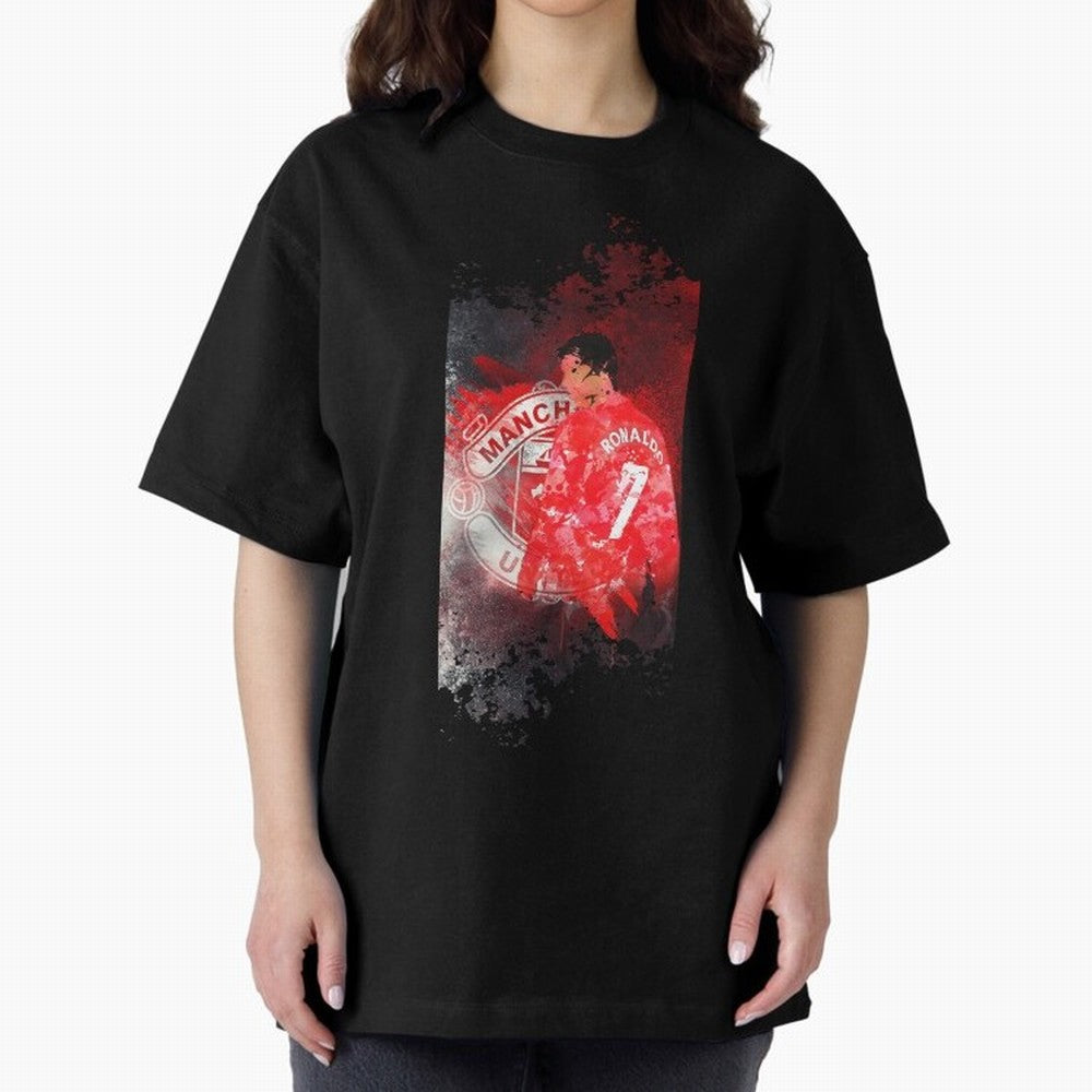Ronaldo Illustration 003 Oversized T-Shirt Carry the Dream of Global Football Passion for FIFA World Cup 2026 Group Stage, with Haaland, Argentina, Championship Spirit, Famous Goals, Roaring Crowds and International Football Unity; Built for