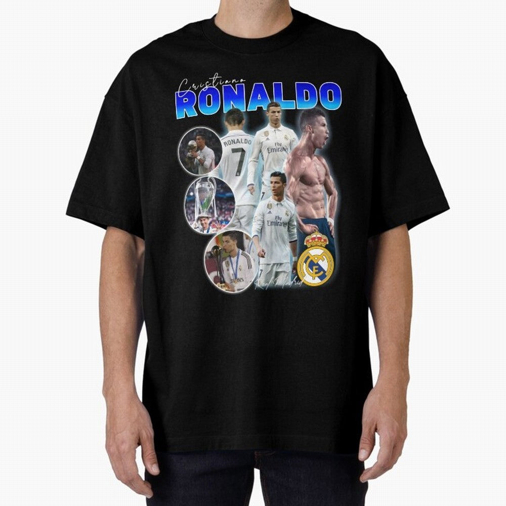 Cristiano Ronaldo Bootleg Oversized T-Shirt Enjoy FIFA World Cup 2026 with Messi, CR7 and Mbappe, England, France and Netherlands Energy, Tournament Hype, Historic Matchups, Family Viewing Parties and Global Sports Pride; Perfect for People Who