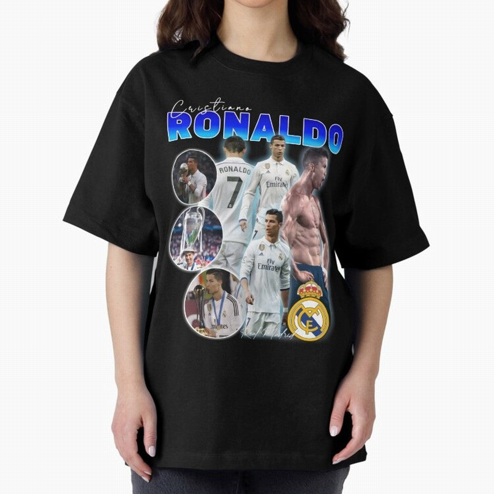 Cristiano Ronaldo Bootleg Oversized T-Shirt Enjoy FIFA World Cup 2026 with Messi, CR7 and Mbappe, England, France and Netherlands Energy, Tournament Hype, Historic Matchups, Family Viewing Parties and Global Sports Pride; Perfect for People Who