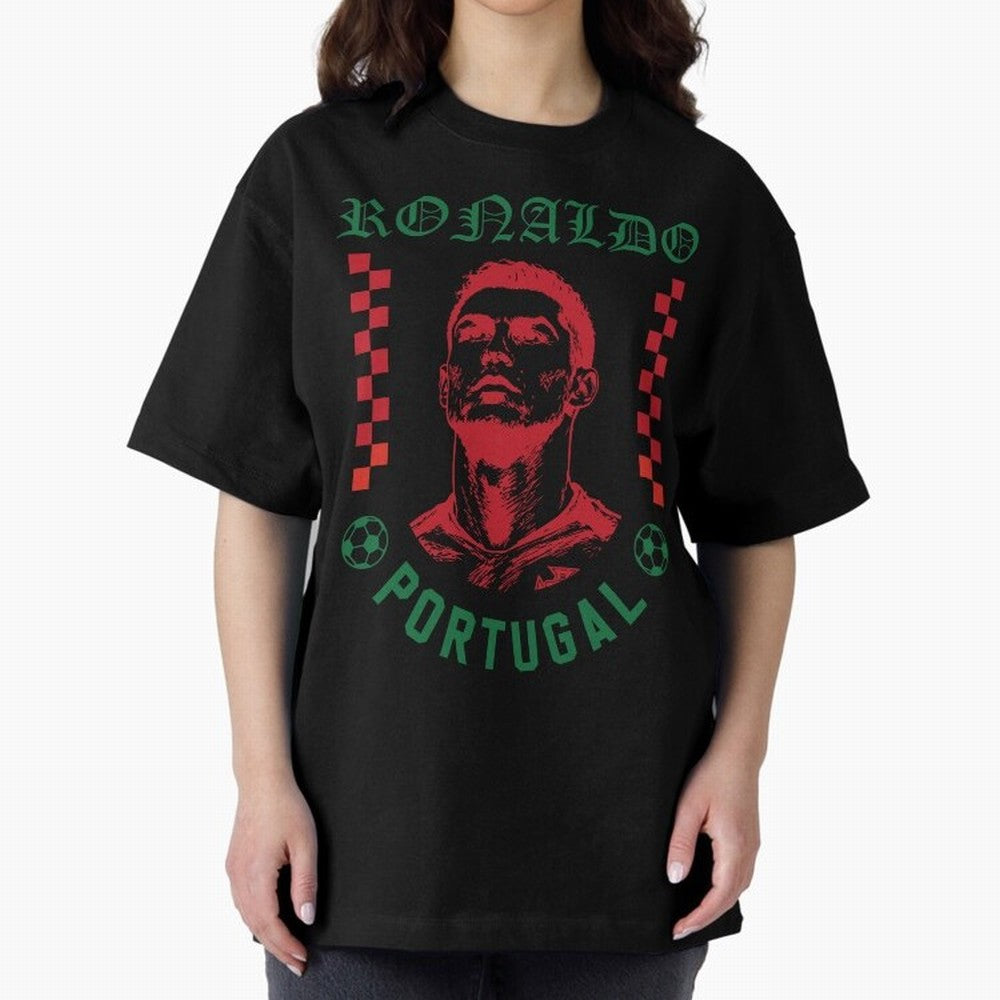 Cristiano Ronaldo Portugal Football Design World Cup Fan Art GOAT Soccer Oversized T-Shirt Build the FIFA World Cup 2026 USA Canada Mexico Journey through CR7 Highlights, Netherlands Pride, Classic Soccer Heritage, Championship Pressure, Fan