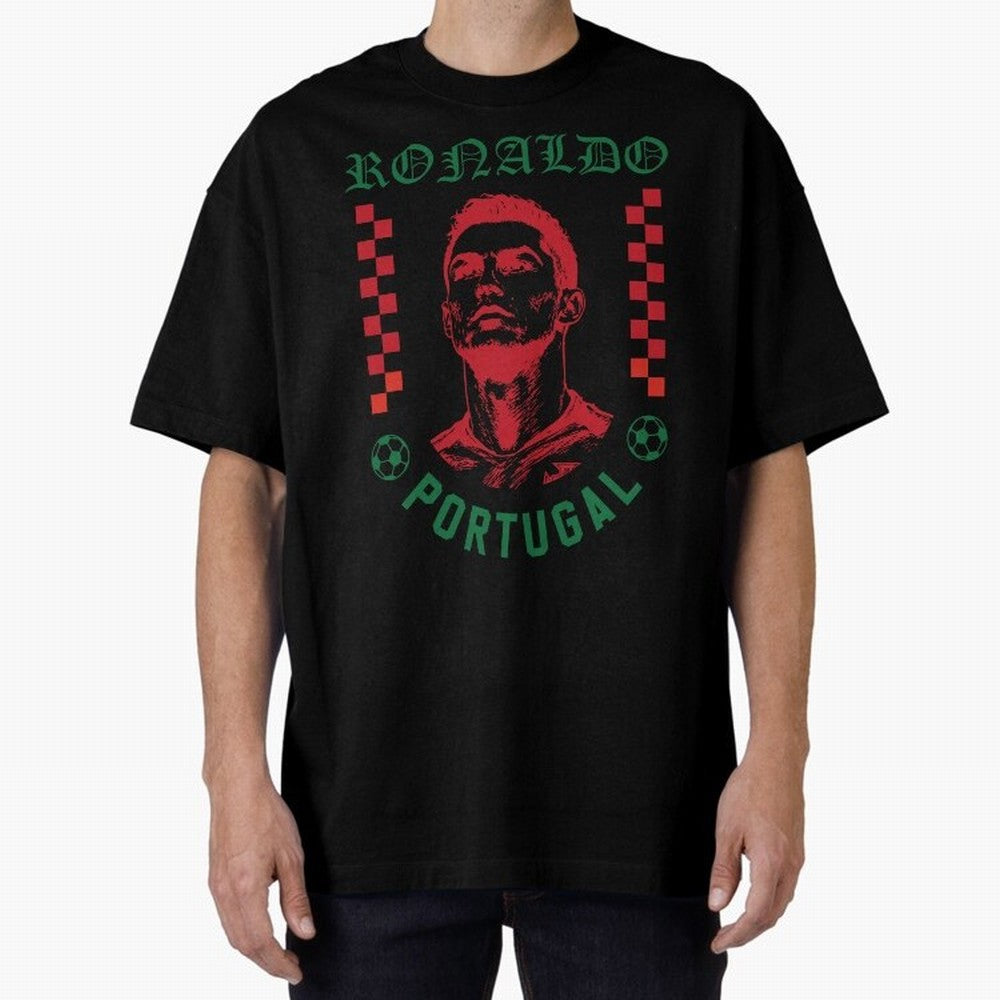 Cristiano Ronaldo Portugal Football Design World Cup Fan Art GOAT Soccer Oversized T-Shirt Build the FIFA World Cup 2026 USA Canada Mexico Journey through CR7 Highlights, Netherlands Pride, Classic Soccer Heritage, Championship Pressure, Fan