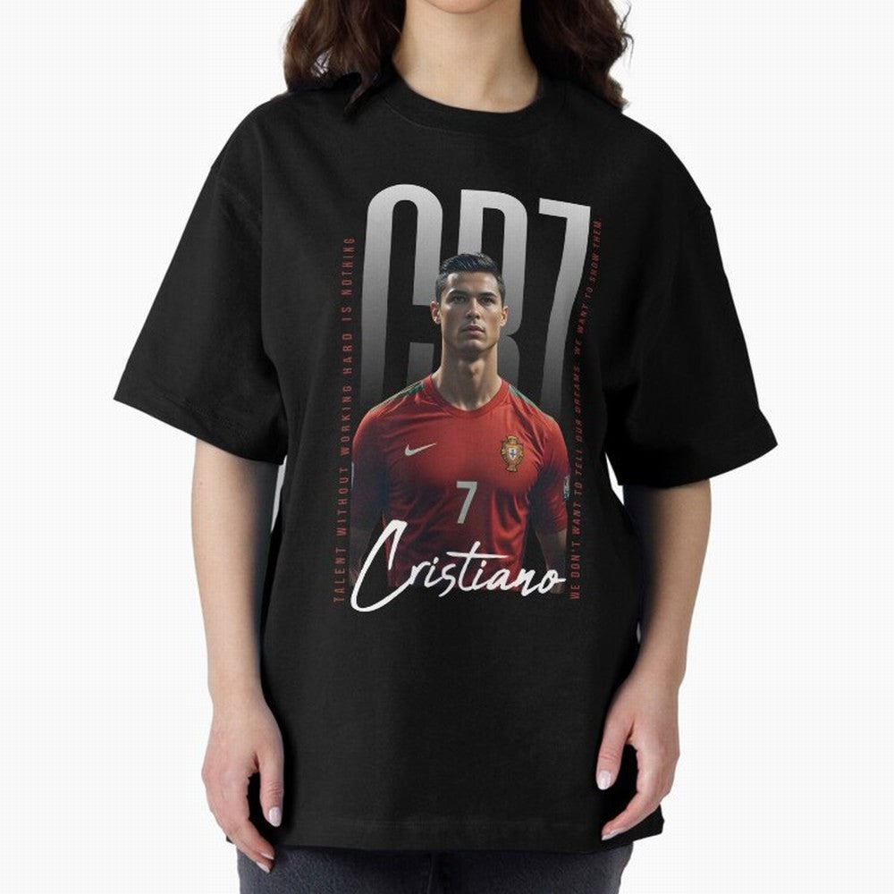Cristiano Ronaldo Oversized T-Shirt Live the Energy of Match Day Hype around FIFA World Cup 2026, Haaland and Mbappe, Portugal, Tournament Hype, Historic Matchups, Family Viewing Parties and Global Sports Pride; Perfect for People Who Love